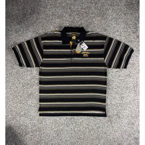 Akademiks Vintage Y2K Polo Shirt 3XL Black Striped Hip Hop Skate Streetwear
